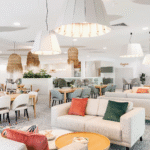 light fixtures and sofas