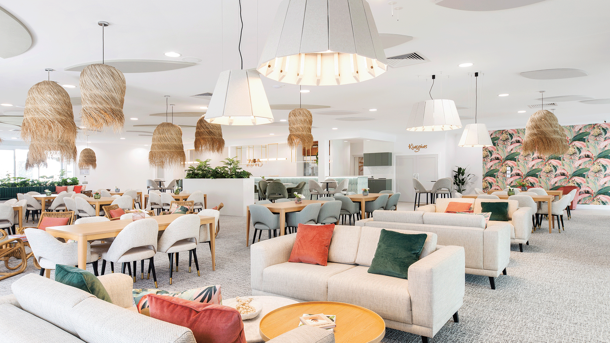 light fixtures and sofas